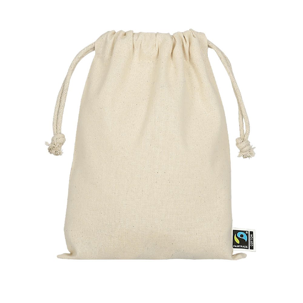 Product image T15072-TEXXILLA Zuziehbeutel aus Fairtrade-zertifizierter Baumwolle, 15 x 20 cm, ca. 140 g/m² Werbeartikel