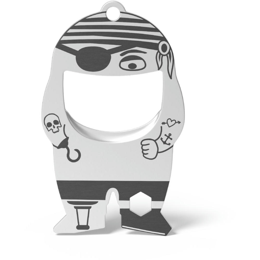 RICHARTZ Flaschenöffner fred pirate: Figur als Pirat mit Augenklappe, Haken und Holzbein – Werbeartikel mit Ihrem Logo