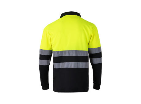 VL VULCAN. Zweifarbiges Poloshirt im Bird-Eye-Design (160g/m²) mit langen Ärmeln, aus Polyester (100%) bedrucken