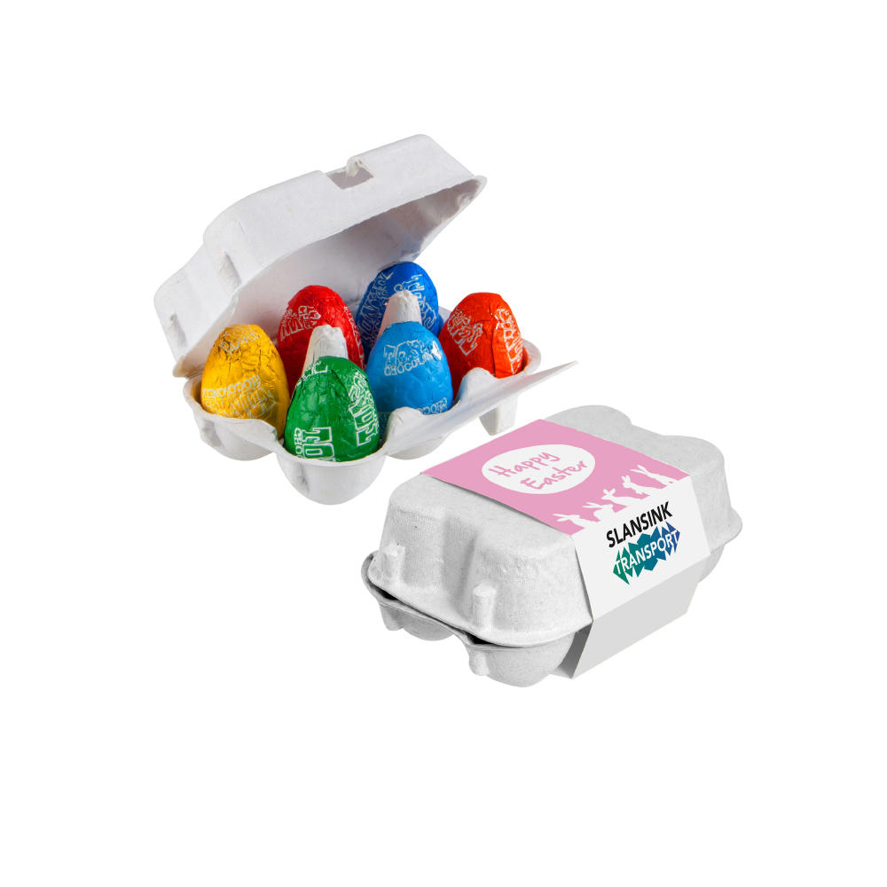 Product image Eierkarton mit 6 Tony Chocolonely Ostereiern Werbeartikel