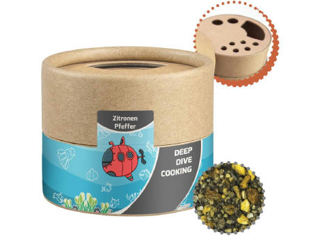Gewürzmischung Zitronen-Pfeffer, ca. 40g, Kraftpapierstreuer Mini Werbeartikel