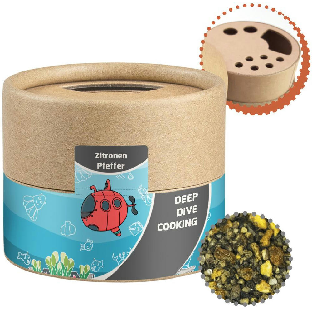 Product image Gewürzmischung Zitronen-Pfeffer, ca. 40g, Kraftpapierstreuer Mini Werbeartikel