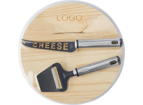 Käsebrett aus Holz/Edelstahl Clementine Werbeartikel