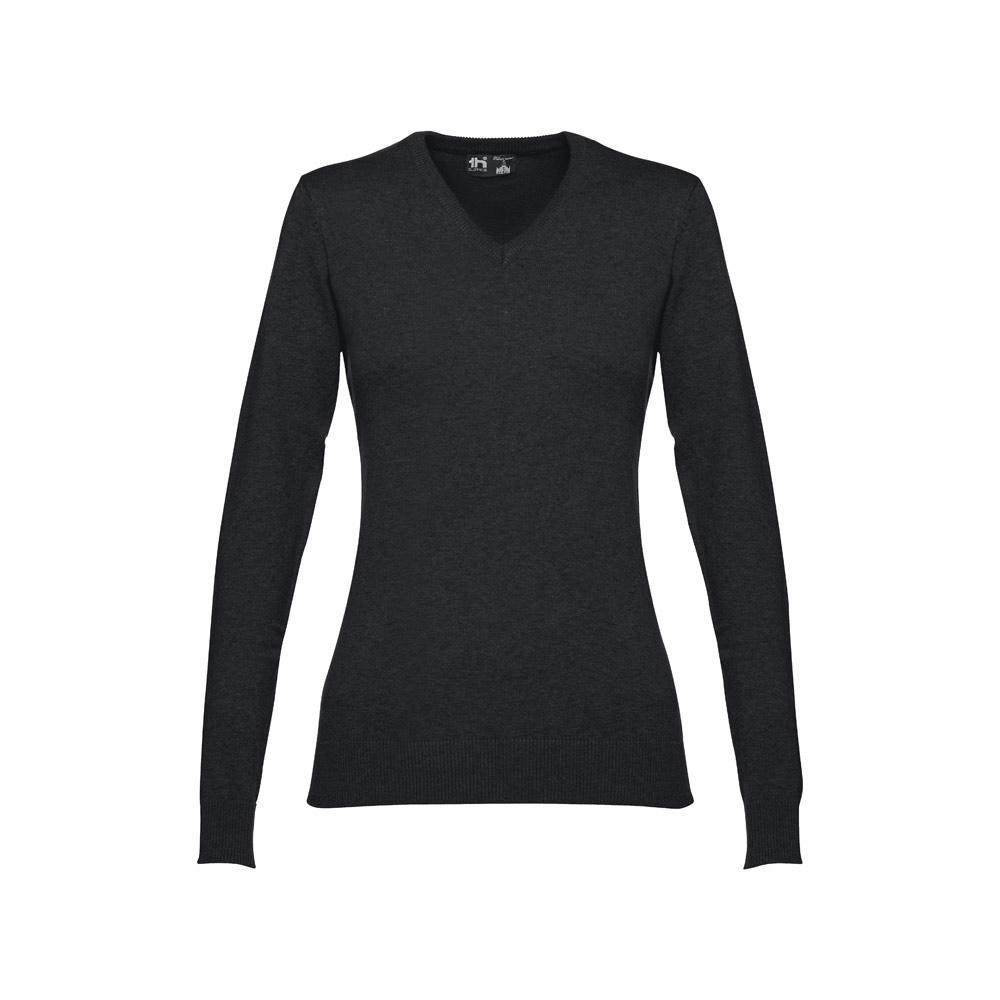 THC MILAN WOMEN. Pullover mit V-Ausschnitt für Damen aus Baumwolle und Polyamid Werbeartikel