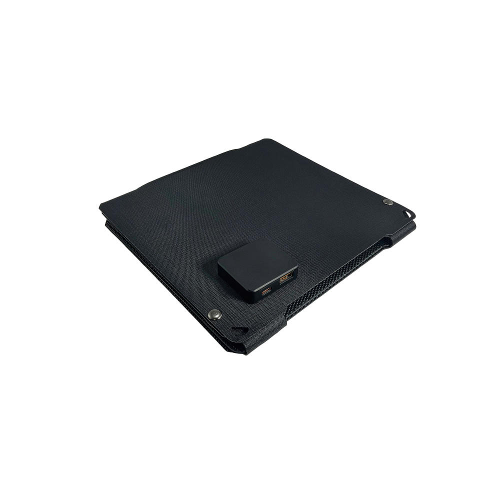 Faltbare Outdoor Solarmatte SM03 mit 4 Solarpanels und 30W Schwarz Werbeartikel