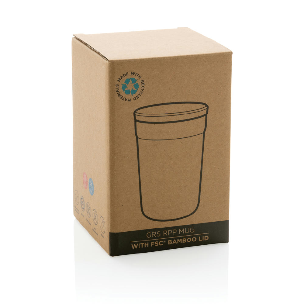 GRS rPP-Becher mit Bambusdeckel Werbeartikel