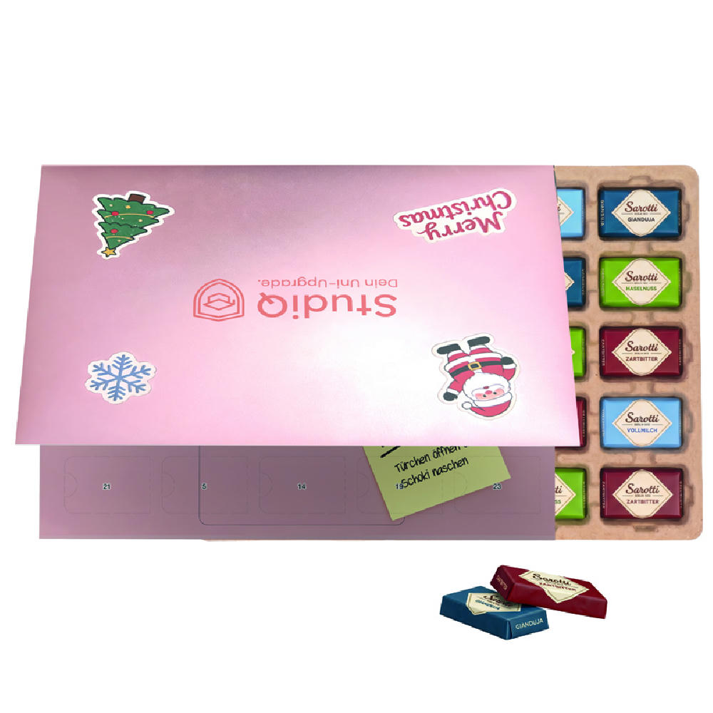 Premium Tisch Adventskalender Flip Cover Eco Querformat Werbeartikel