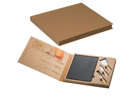 Product image Set aus Schieferplatte und Käsebesteck Werbeartikel