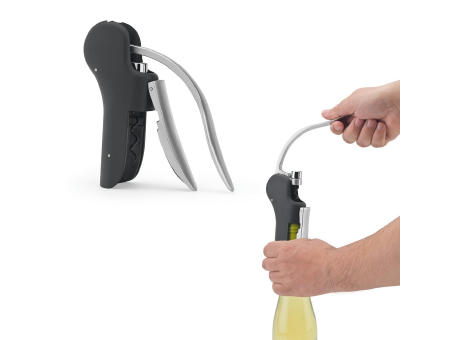 LAGREIN. Korkenzieher aus ABS und Zink mit automatischem Hebel für das leichtere Öffnen Werbeartikel