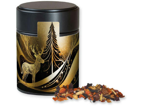 Product image Kaminfeuer Tee, ca. 60g, Metalldose Midi schwarz Werbeartikel