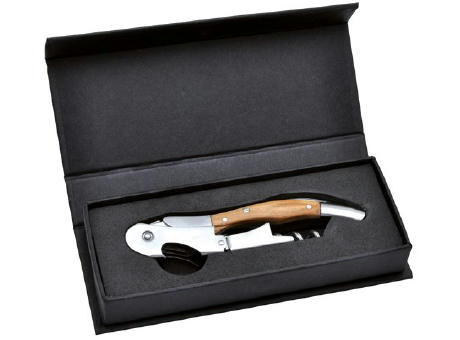 Kellnermesser 'Grand Cru', Doppelhebel, Olivenholz Werbeartikel