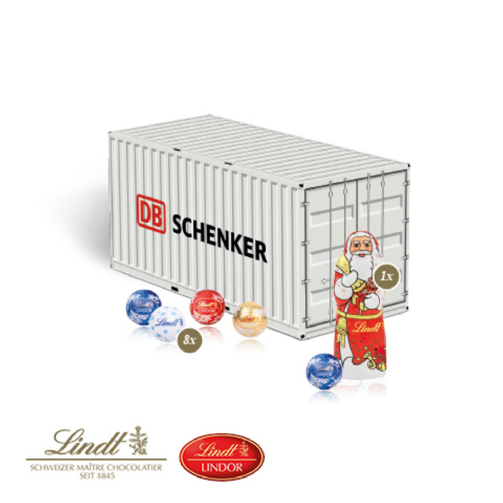 Product image 3D Präsent "Container" mit Lindt Minis und Nikolaus Werbeartikel