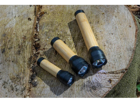 Lucid 1W Taschenlampe aus RCS recycelt. Kunststoff & Bambus Werbeartikel