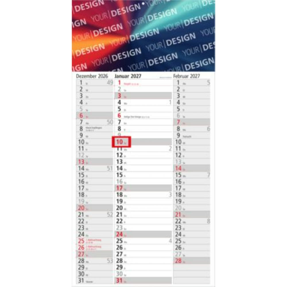 3-Monatskalender Einblatt Spectrum 3 EXPRESS Streifenkalender 3 Monate Werbeartikel
