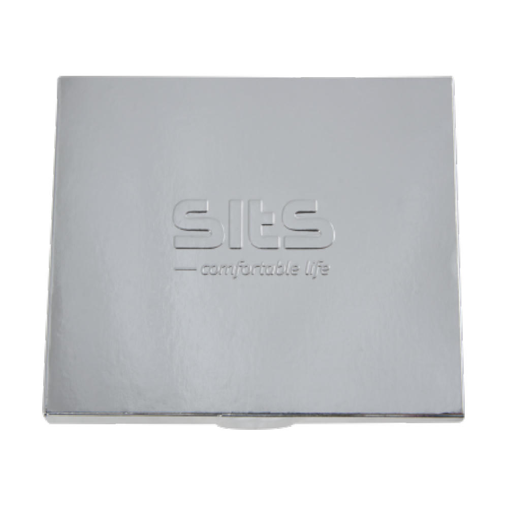 Visitenkartenumschlag silberfarben mit 4 Napolitains, Umschlag mit Prägung Napolitains 4-c-bedruckt Werbeartikel