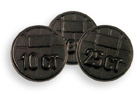 Lakritz Münzen Werbetüte,   13 g, Inhalt: Lakritz Münzen Werbeartikel