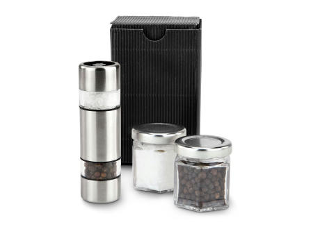 Geschenkset / Präsenteset: Salz & Pfeffer im Miniformat, schwarze Verpackung Werbeartikel