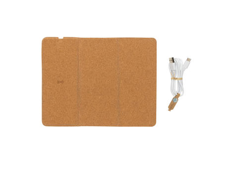 Wireless 10W Kork-Mauspad mit Ladefunktion und Ständer Werbeartikel