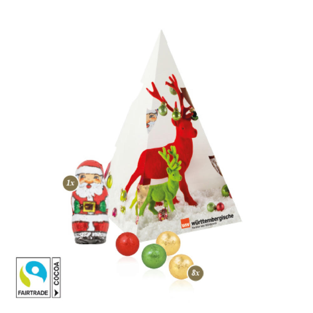 Product image Präsent "Weihnachtsbaum" mit Fairtrade® Schokolade Werbeartikel