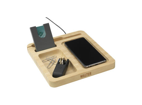 Walter Bamboo Single Dock 15W Organizer und Ladegerät Werbeartikel