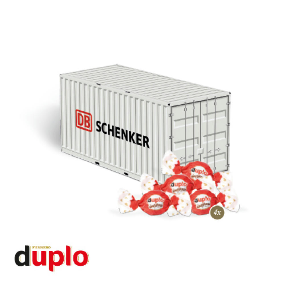 3D Präsent "Container" mit duplo Knusperlen Werbeartikel