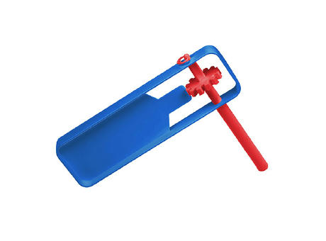 Grundfarbe blau, Griff rot