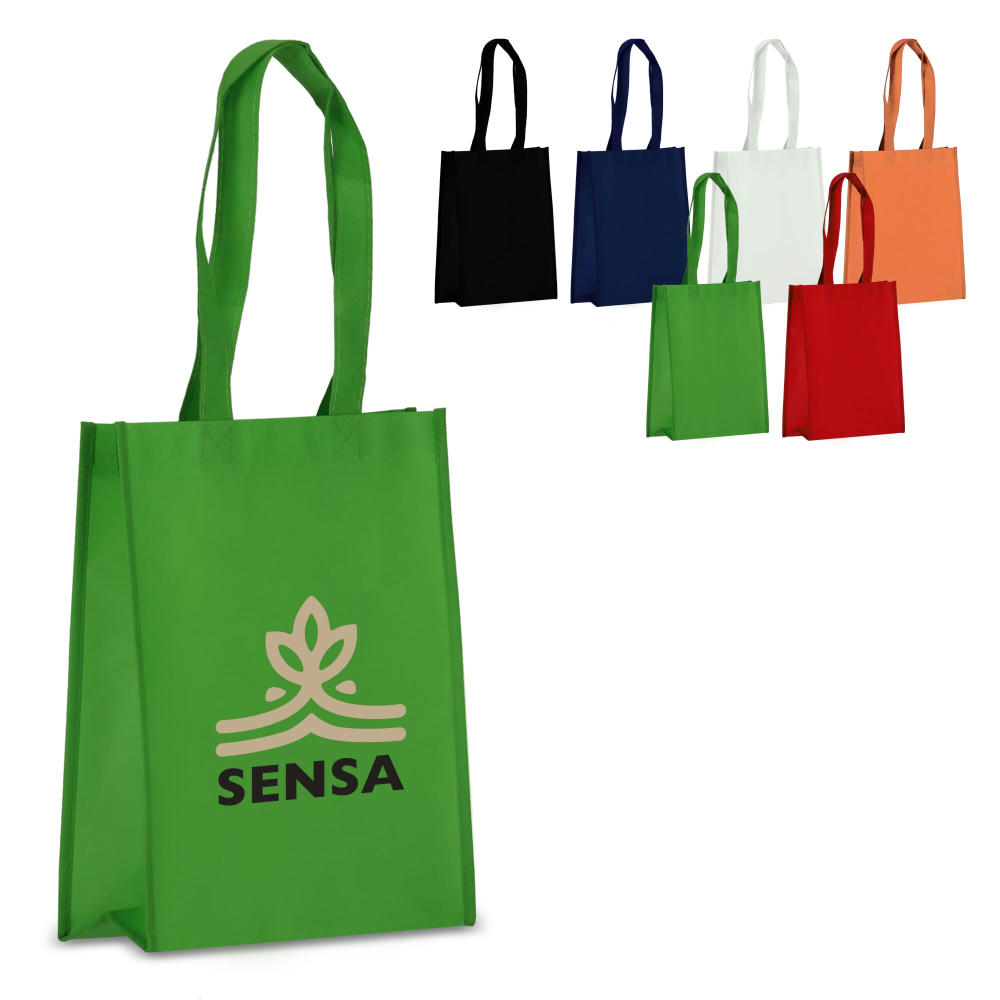 Product image R-PET Tragetasche aus laminiertem Non Woven 24 x 11 x 30cm 105g/m² Werbeartikel