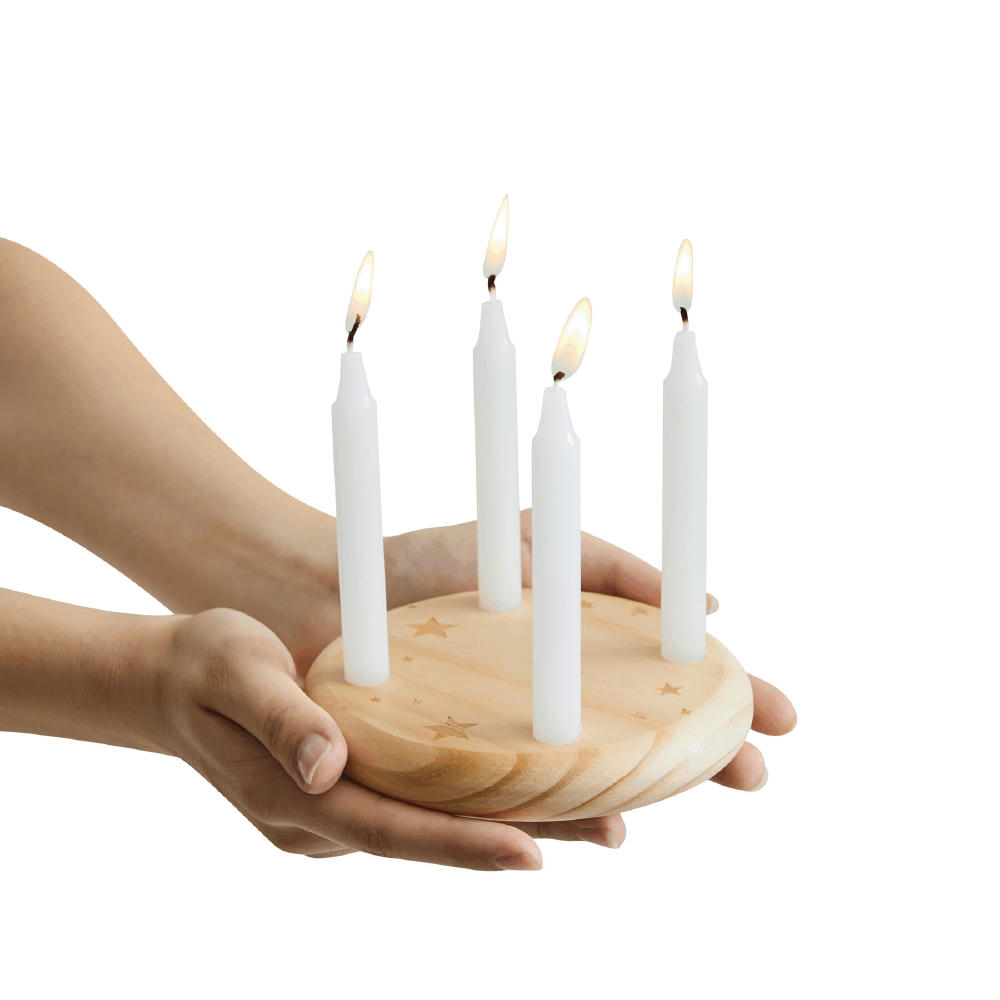 4-CHRISTMAS - Kleiner Holz-Adventskranz Werbeartikel