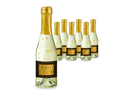 Product image Geschenkartikel / Präsentartikel: Hasengold - 6 x Goldflockentraum Piccolo 0,2 l - Flasche klar, Kapsel gold Werbeartikel