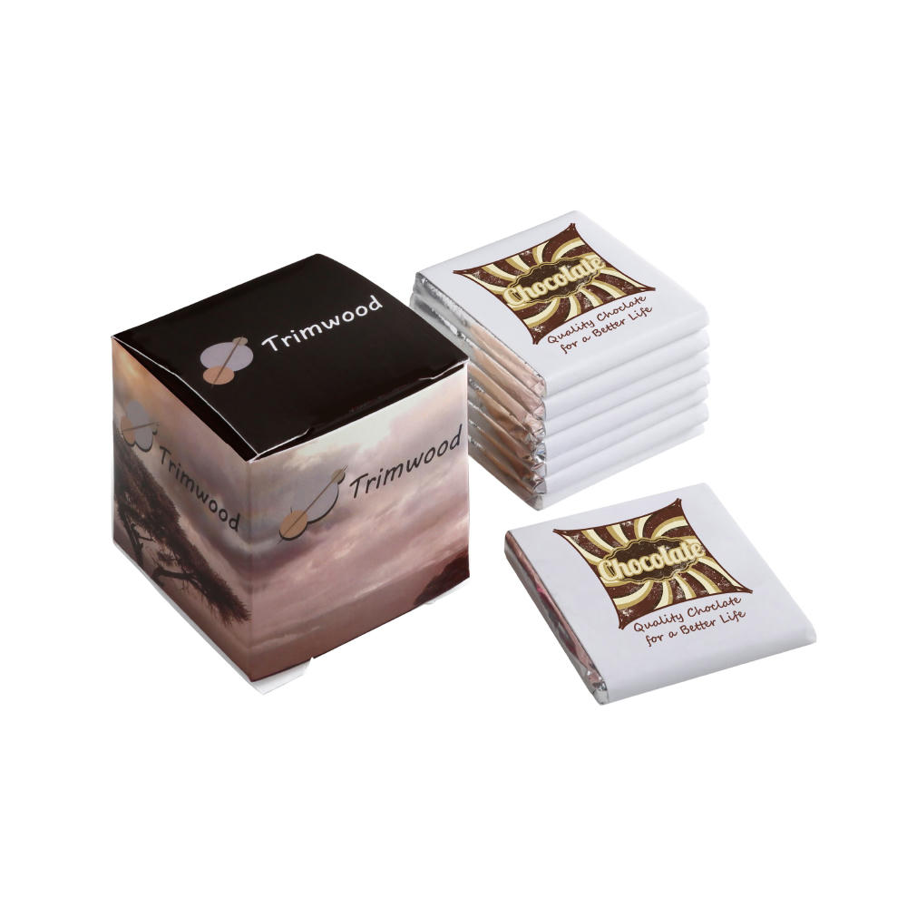 Product image Würfel mit 8 Schokoladentäfelchen Werbeartikel