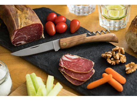 Traditionelles Taschenmesser 'Terroir', Korkenzieher, Olivenholz Werbeartikel