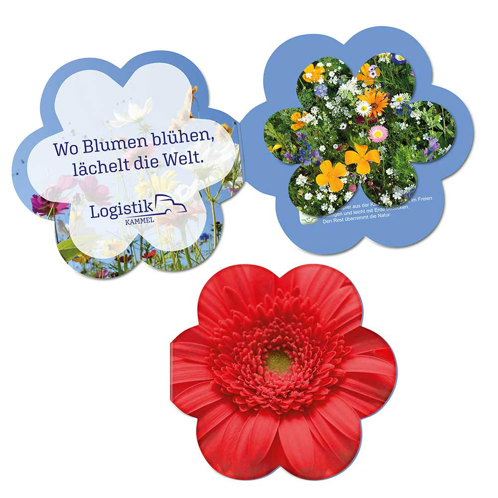 Product image Samenpapier in Klappkärtchen Blume - Bienchen Werbeartikel
