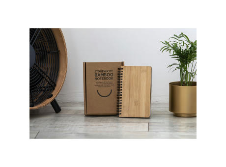 Notebook made from Stonewaste-Bamboo A6 Notizbuch Werbeartikel