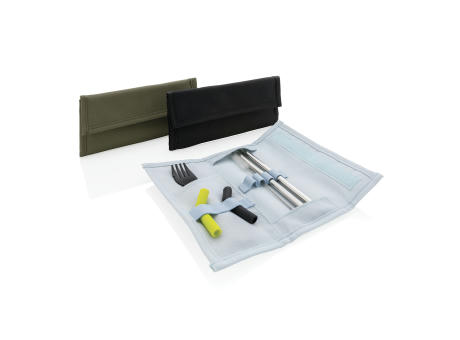 Tierra 2-teiliges Trinkhalm- und Besteckset Werbeartikel