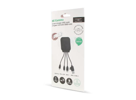 4001 | Xoopar Iné Gamma NFC Powerbank with Charging cables 3000mAh  bedrucken