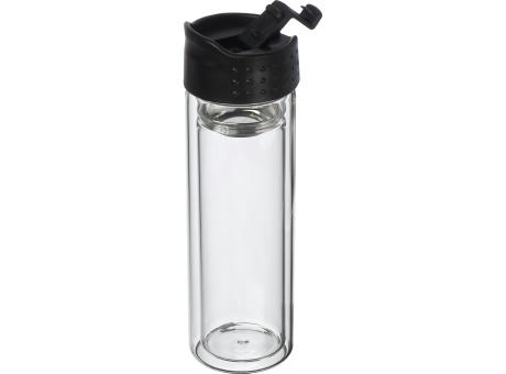 Borosilikat Glasflasche mit Teesieb, 400 ml Werbeartikel
