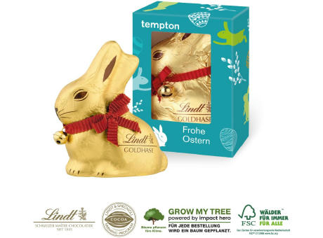 LINDT GOLDHASE IN WERBEKARTONAGE, 100 g Werbeartikel