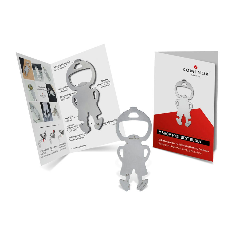 Rominox Shop Tool Best Buddy Rominox Best Buddy Werbeartikel Einkaufswagenlöser Schlüsselanhänger
