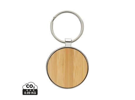 Schlüsselanhänger aus RCS rec. Zinklegierung mit Bambus bedrucken