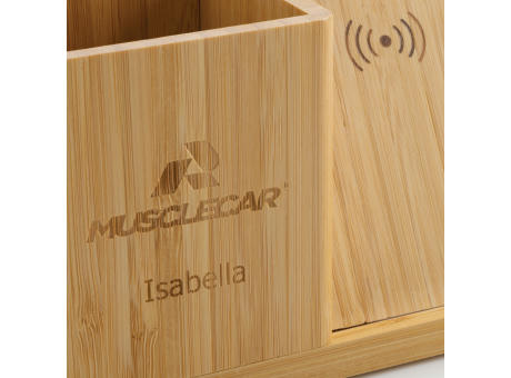 Calgary kabelloses 10W-Ladegerät aus Bambus Werbeartikel