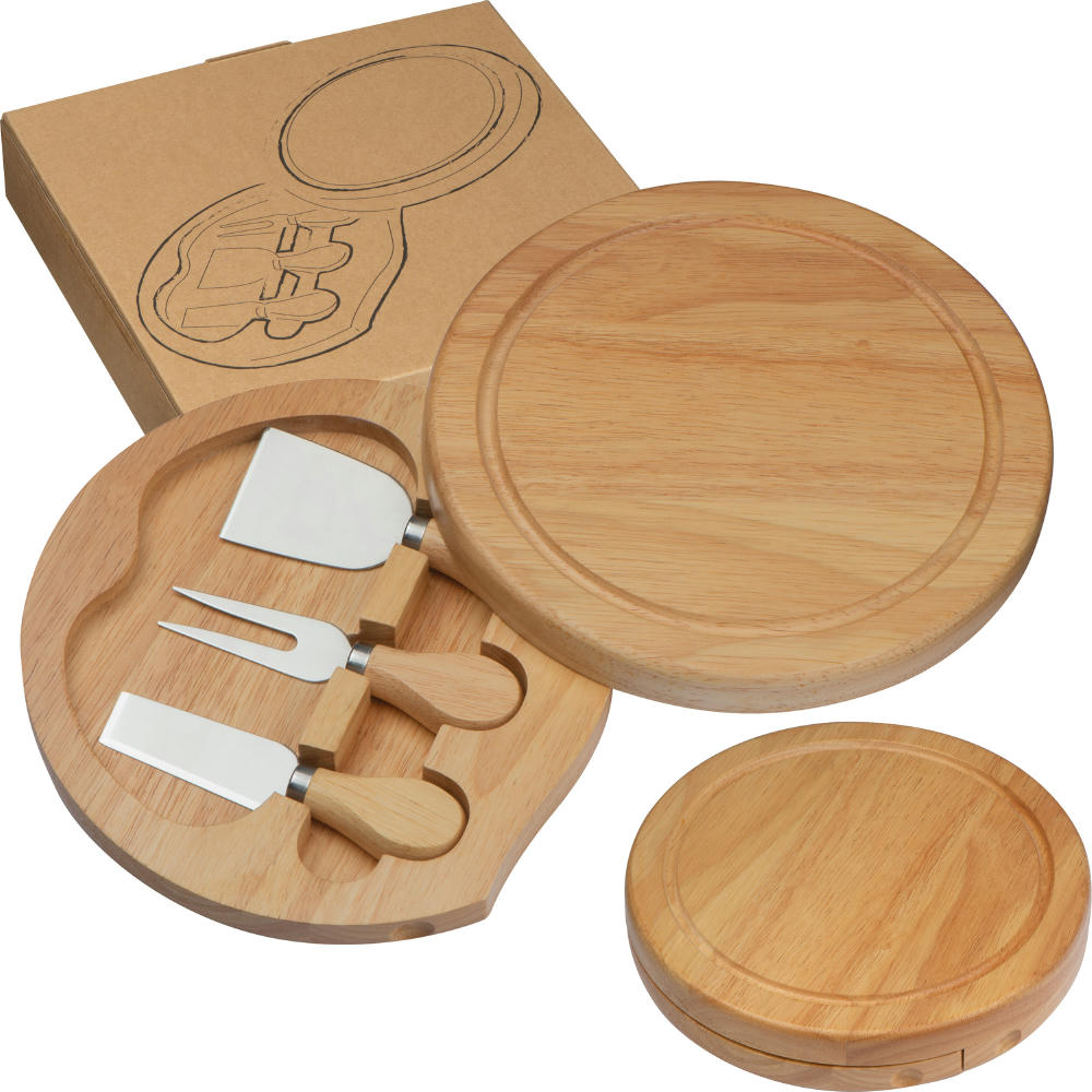 Product image Käsebrett mit 3 Käsebestecken Werbeartikel