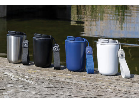 Product image Cuppa Vakuumbecher aus RCS-Stahl mit Umhängeband bedrucken