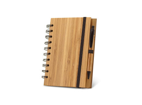 Product image DICKENS A5. A5 Spiralnotizbuch aus Bambus mit 100% Recyclingpapier Werbeartikel