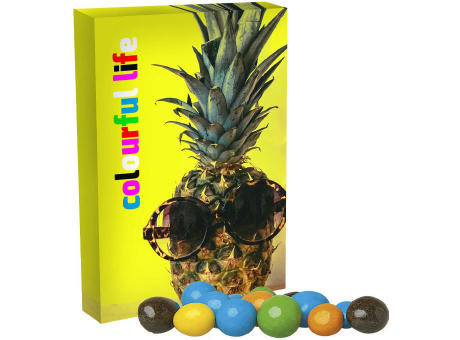 Bunte Schoko Erdnüsse, ca. 15g, Faltschachtel Midi Werbeartikel