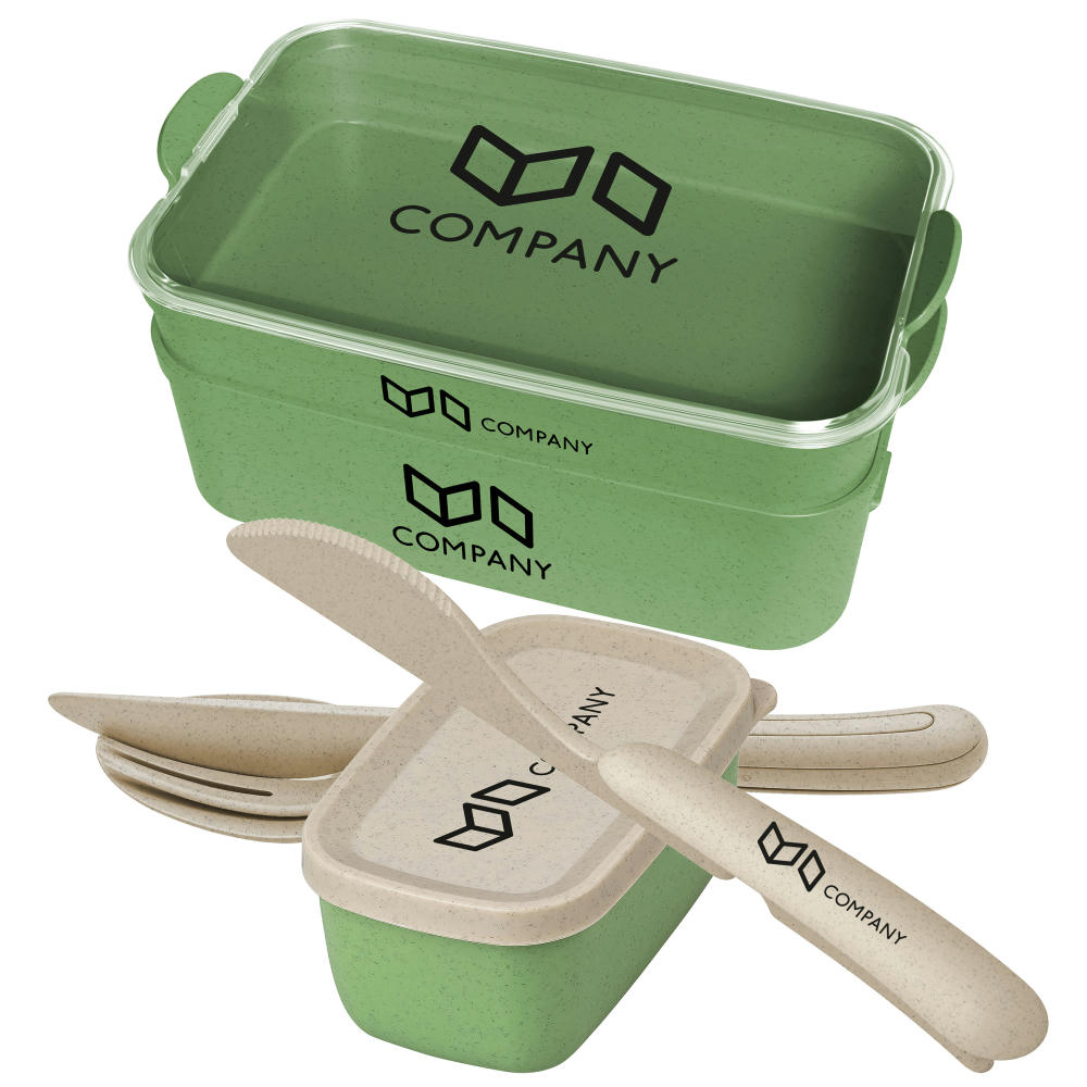 Koziol STAKK BENTOBOX READY Bentobox 2l+Liquidsafe Box+Besteckset Werbeartikel