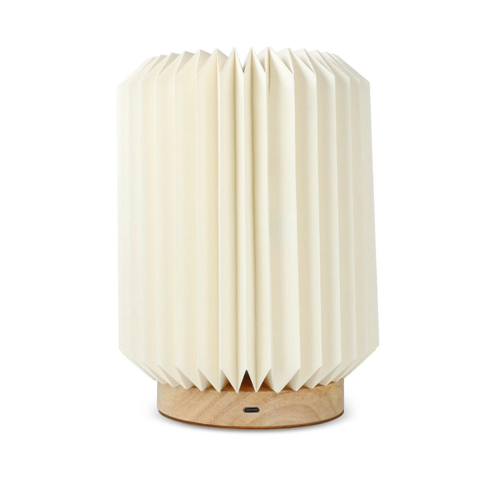 Coollux faltbare Papier LED-Lampe Aurora auf Holzsockel, 22cm Werbeartikel