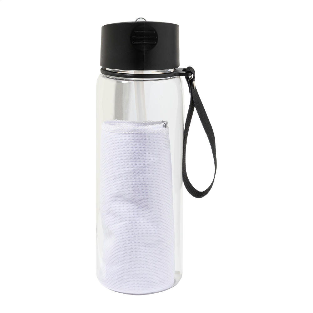 Product image RPET Trinkflasche mit Handtuch Fitmax Werbeartikel