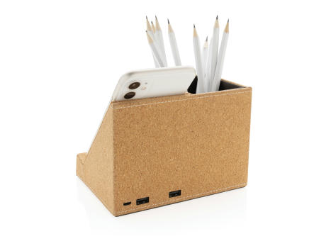 Kork Stiftehalter mit 5W Wireless Charger Werbeartikel