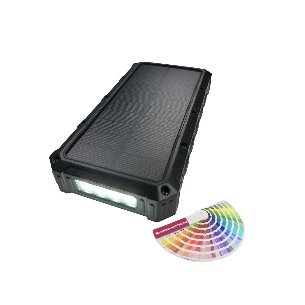 Outdoor Solar Powerbank PB-58 Wireless Charging 10000 mAh Blau Werbeartikel