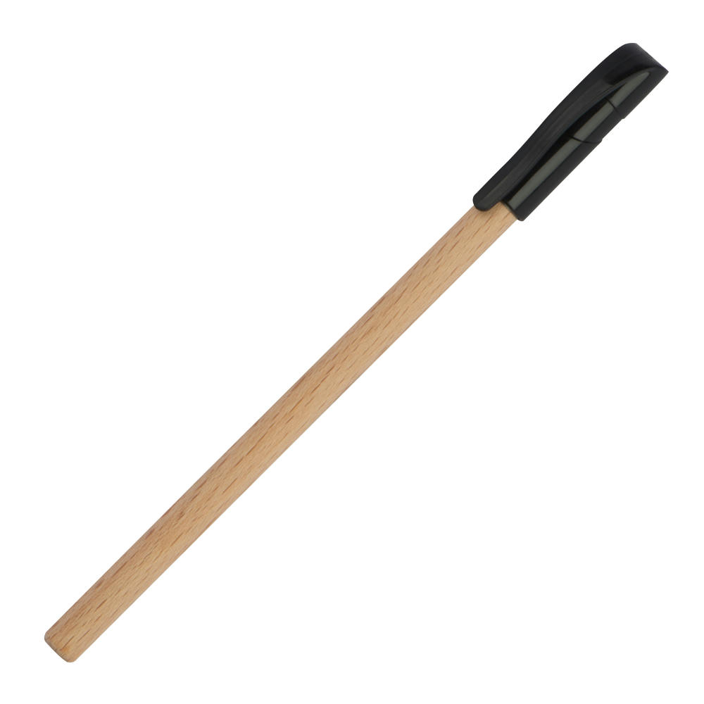 Product image Holzkugelschreiber mit schwarzer Kunststoffkappe Werbeartikel